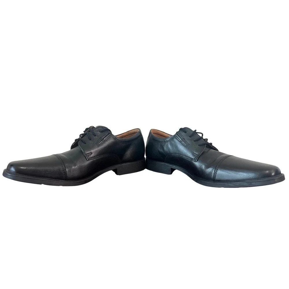 Clarks Collection Mens Black Leather Cap Toe Derby Lace Up Dress Shoes 11 M